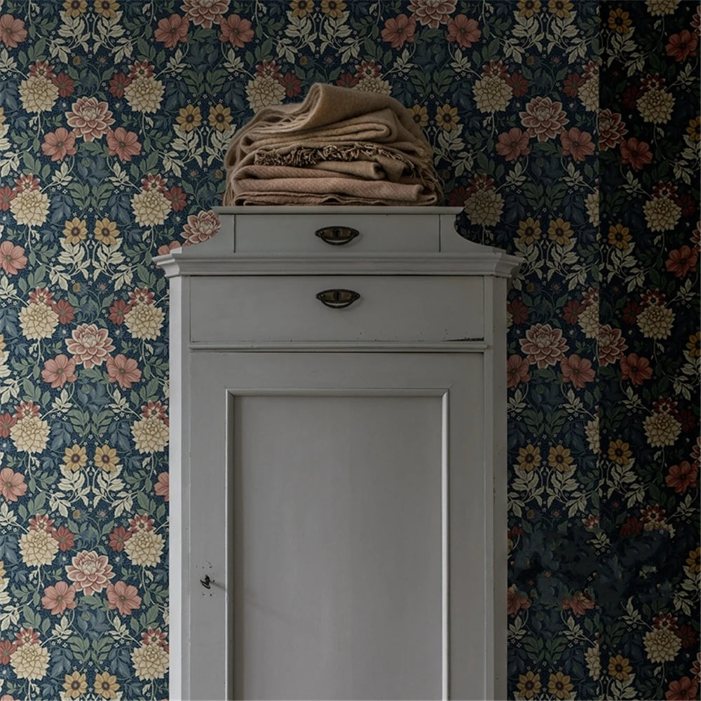 Papier peint murale avec fleurs style vintage