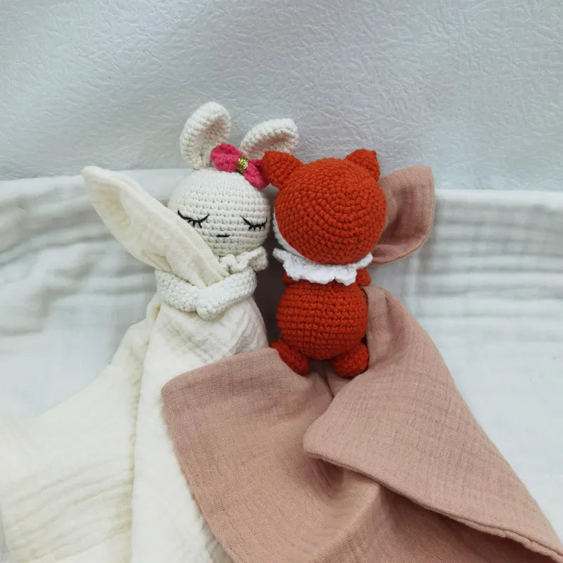 Doudous animaux en tricot et cotton