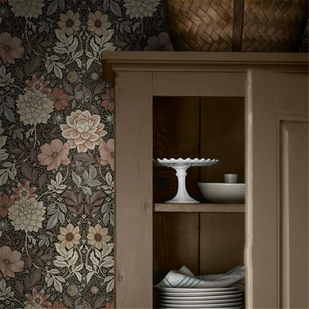 Papier peint murale avec fleurs style vintage