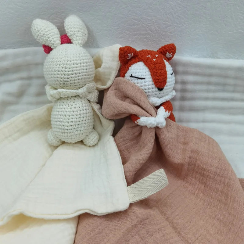 Doudous animaux en tricot et cotton