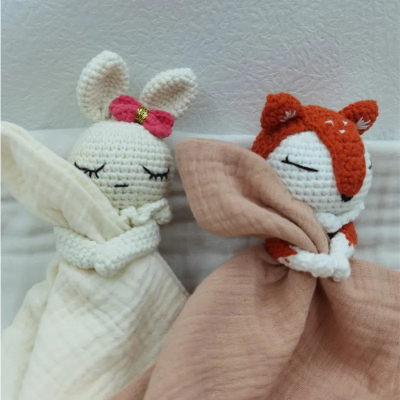 Doudous animaux en tricot et cotton