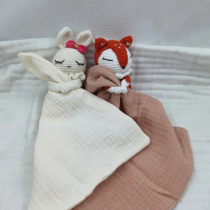 Doudous animaux en tricot et cotton
