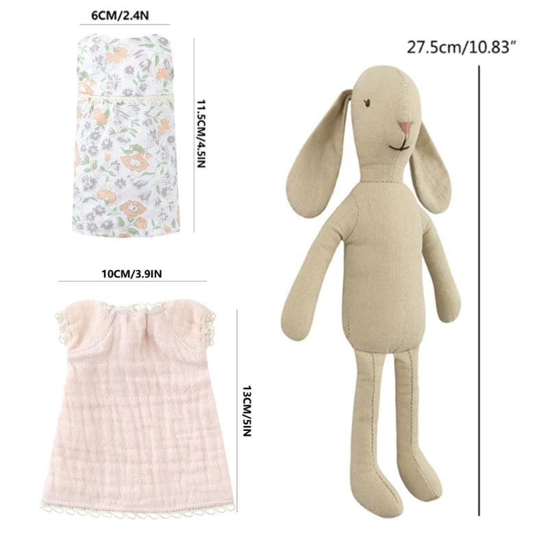 Peluche lapin aux tenues interchangeables