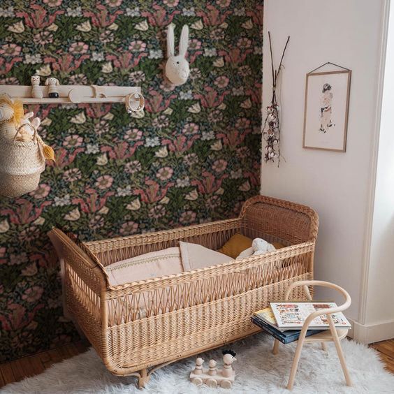Papier peint murale avec fleurs style vintage