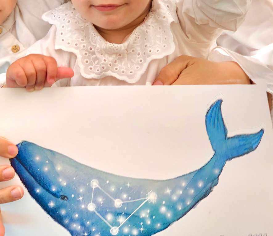 Affiche print Baleine avec constellation a personnaliser