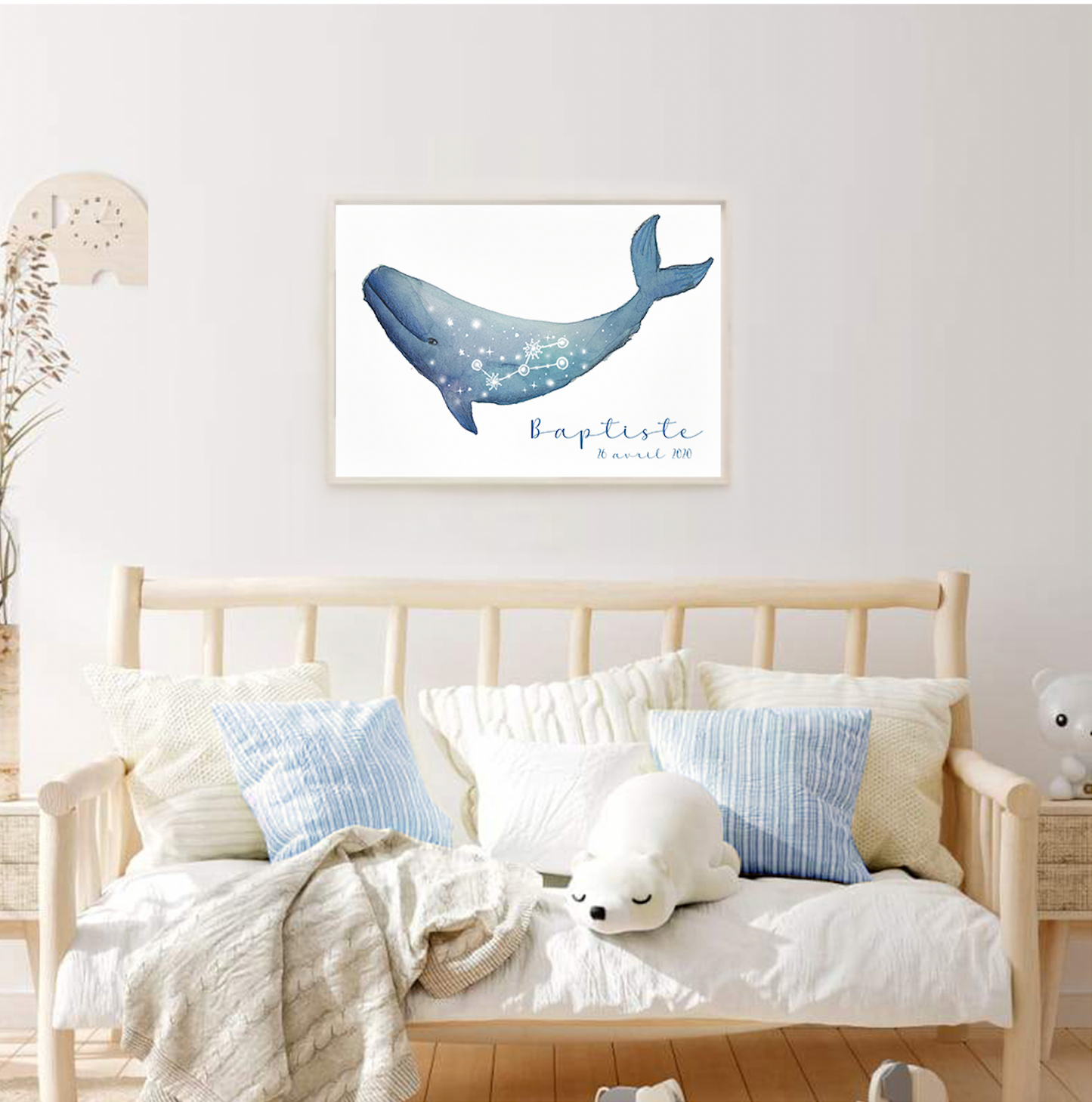 Affiche print Baleine avec constellation a personnaliser