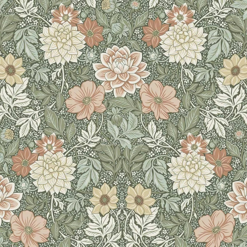 Papier peint murale avec fleurs style vintage