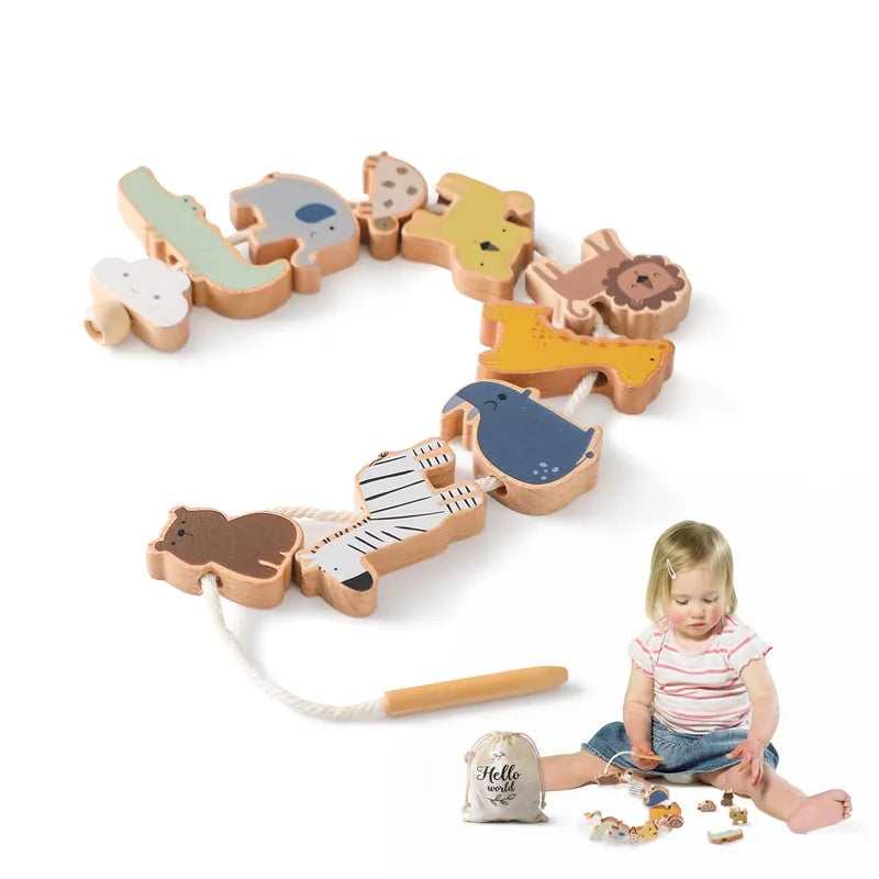 Jouets en bois avec formes et animaux Montessori